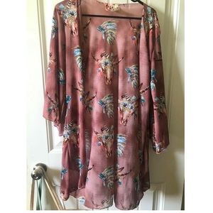 cow skull and headdress kimono